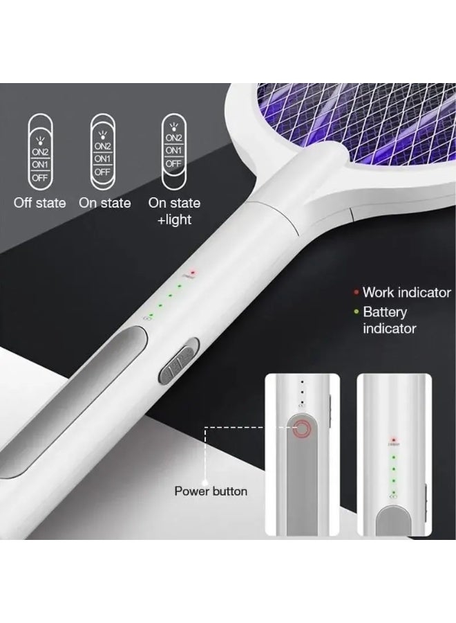 جيكو مضرب كهربائي قابل لإعادة الشحن للبعوض والذباب مع ضوء LED - منفذ USB من النوع C - Image 3